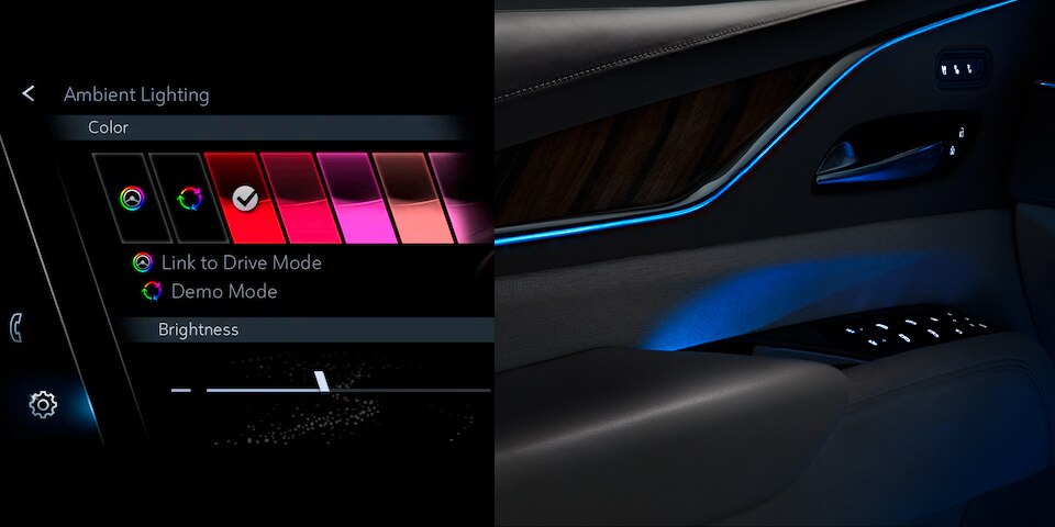 Iluminación ambiental con hasta 26 opciones de colores en tu nueva Cadillac Escalade-V, camioneta grande de lujo