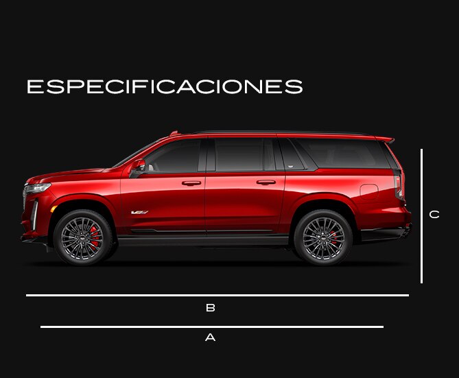 Tabla de especificaciones y dimensiones de Cadillac Escalade-V 2024 versión ESV